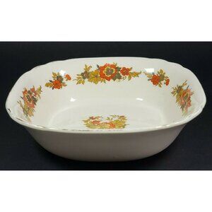 Wedgwood Richelieu Floral Square Serving Bowl Gold Rim 7.75" England